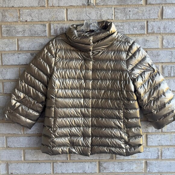ANORAK 3/4 Sleeve High Neck Zip Front Down Feather Filled Puffer Jacket Size XS - Picture 1 of 11